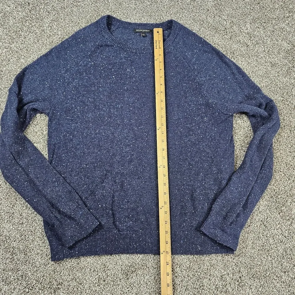 Banana Republic Sweater Mens Large Blue Wool Blend Heathered Preppy Crewneck